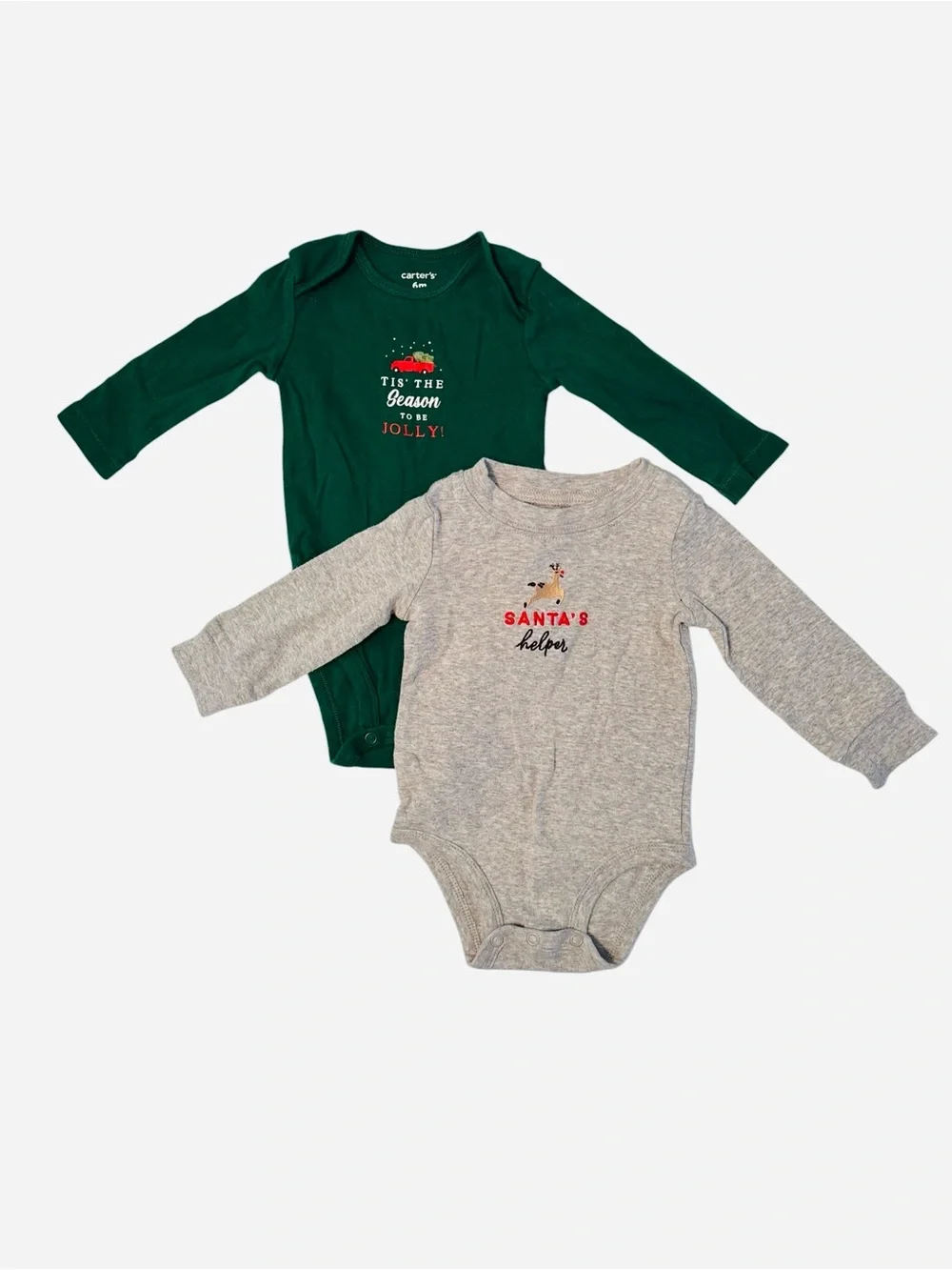 Carter's Kids Holiday One-Piece Bodysuit Set - Green & Gray 6M  10 0591